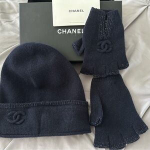 CHANEL Midnight Knit Hat and Gloves